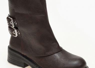 Μποτάκια με γκέτα και διπλή αγκράφα - Καφέ - Issue - 