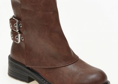 Μποτάκια με γκέτα και διπλή αγκράφα - Κάμελ - Issue - 