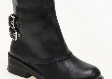 Μποτάκια με γκέτα και διπλή αγκράφα - Μαύρο - Issue - 
