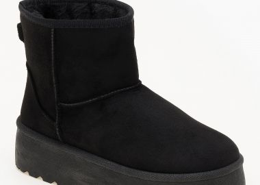 Μποτάκια με γούνα και ψηλή σόλα - Μαύρο - Issue - 