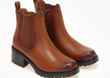 Μποτάκια με λάστιχο και τρακτερωτή σόλα - Κάμελ - Issue - 