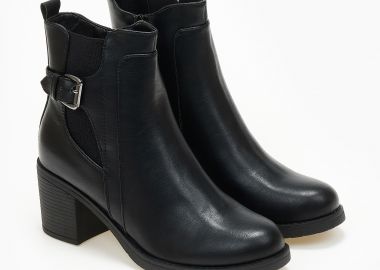 Μποτάκια με λάστιχο και ζώνη - Μαύρο - Issue - 