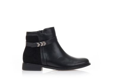 Μποτάκια με συνδιασμό υλικών ΜΑΥΡΟ - Tsoukalas - 