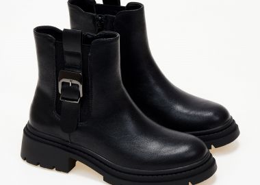 Μποτάκια με τρακτερωτή σόλα - Μαύρο - Issue - 