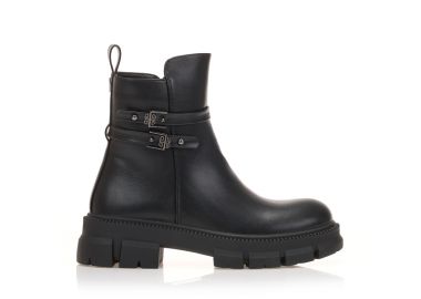 Μποτάκια με τρακτερωτή σόλα ΜΑΥΡΟ - Tsoukalas - 