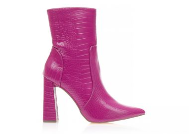 Μποτάκια μωβ δερματίνη animal print μυτερά ΜΩΒ - Tsoukalas - 