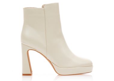 Μποτάκια μπεζ δερματίνη με φιάπα και ιδιαίτερο τακούνι ΜΠΕΖ - Tsoukalas - 