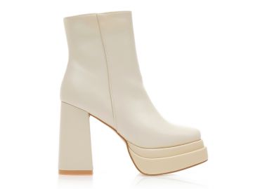 Μποτάκια μπεζ δερματίνη με φιάπα ΜΠΕΖ - Tsoukalas - 