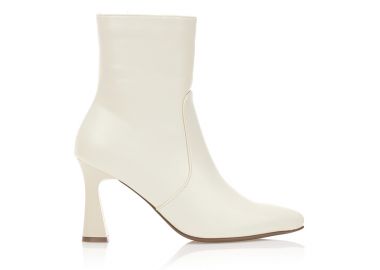 Μποτάκια μπεζ δερματίνη με ιδιαίτερο τακούνι ΜΠΕΖ - Tsoukalas - 