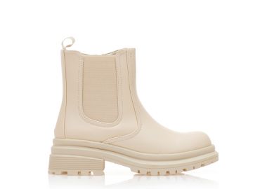 Μποτάκια μπεζ δερματίνη με λάστιχο και φερμουάρ ΜΠΕΖ - Tsoukalas - 