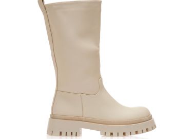 Μποτάκια μπεζ δερματίνη με τρακτερωτή σόλα ΜΠΕΖ - Tsoukalas - 