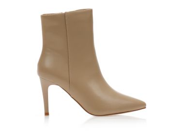 Μποτάκια μπεζ δερματίνη μυτερά ΜΠΕΖ - Tsoukalas - 