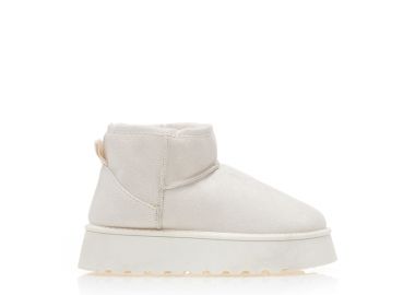 Μποτάκια μπεζ σουέτ δίπατα με εσωτερική γούνα ΜΠΕΖ - Tsoukalas - 