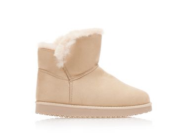 Μποτάκια μπεζ σουέτ με εσωτερική γούνα ΜΠΕΖ - Tsoukalas - 