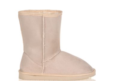 Μποτάκια μπεζ σουέτ με εσωτερική γούνινη επένδυση ΜΠΕΖ - Tsoukalas - 
