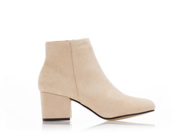 Μποτάκια μπεζ σουέτ με φερμουάρ ΜΠΕΖ - Tsoukalas - 
