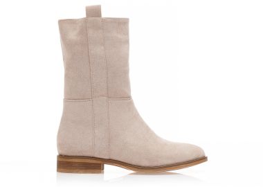 Μποτάκια μπεζ σουέτ με φερμουάρ ΜΠΕΖ - Tsoukalas - 