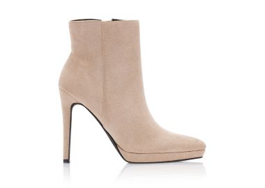 Μποτάκια μπεζ σουέτ με φερμουάρ μυτερά ΜΠΕΖ - Tsoukalas - 