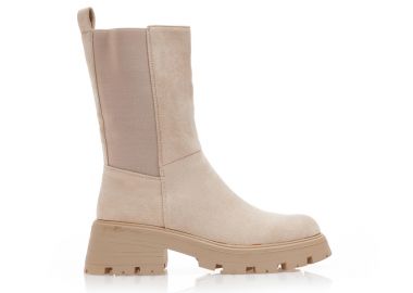 Μποτάκια μπεζ σουέτ με λάστιχο ΜΠΕΖ - Tsoukalas - 