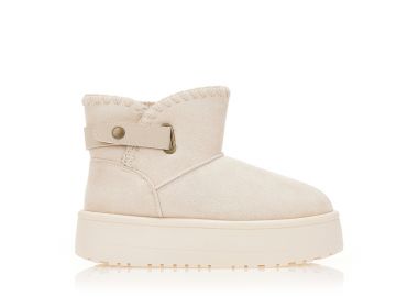 Μποτάκια μπεζ σουέτ με πλεκτό σχέδιο ΜΠΕΖ - Tsoukalas - 