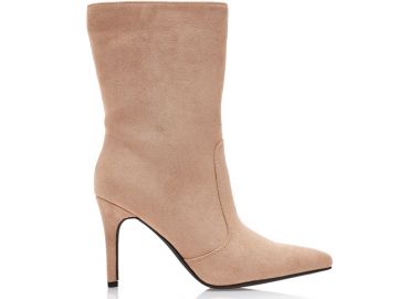 Μποτάκια μπεζ σουέτ μυτερά ΜΠΕΖ - Tsoukalas - 