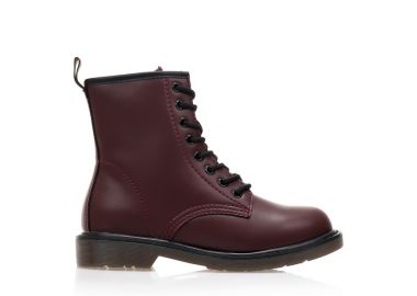 Μποτάκια μπορντό δερματίνη δετά ΜΠΟΡΝΤΟ - Tsoukalas - 