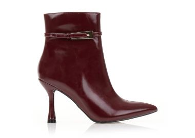 Μποτάκια μπορντό δερματίνη με χρυσή αγκράφα ΜΠΟΡΝΤΟ - Tsoukalas - 