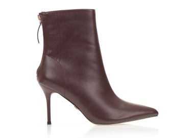 Μποτάκια μπορντό δερματίνη με ιδιαίτερο τακούνι ΜΠΟΡΝΤΟ - Tsoukalas - 