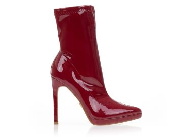 Μποτάκια μπορντό λουστρίνι με φιάπα μυτερά ΜΠΟΡΝΤΟ - Tsoukalas - 