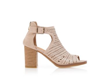 Μποτάκια peep toe με διάτρητο σχέδιο ΧΑΚΙ - Tsoukalas - 