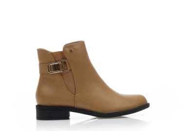 Μποτάκια πούρο δερματίνη με διακοσμητικό λουράκι και λάστιχο ΠΟΥΡΟ - Tsoukalas - 