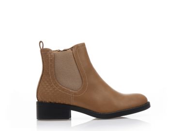 Μποτάκια πούρο δερματίνη με διάτρητο σχέδιο και λάστιχο ΠΟΥΡΟ - Tsoukalas - 