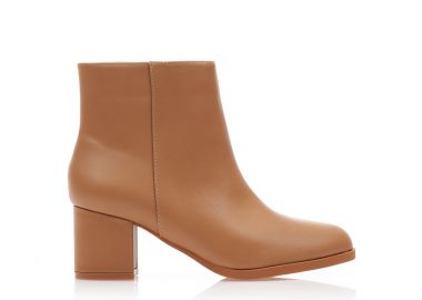 Μποτάκια πούρο δερματίνη με φερμουάρ ΠΟΥΡΟ - Tsoukalas - 