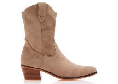 Μποτάκια πούρο σουέτ cowboy με φερμουάρ ΠΟΥΡΟ - Tsoukalas - 