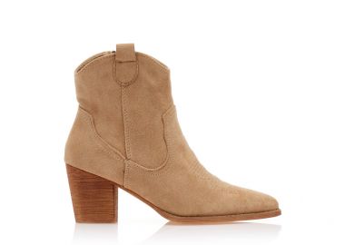 Μποτάκια πούρο σουέτ cowboy μυτερά ΠΟΥΡΟ - Tsoukalas - 