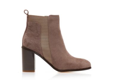 Μποτάκια πούρο σουέτ με χοντρό τακούνι ΠΟΥΡΟ - Tsoukalas - 