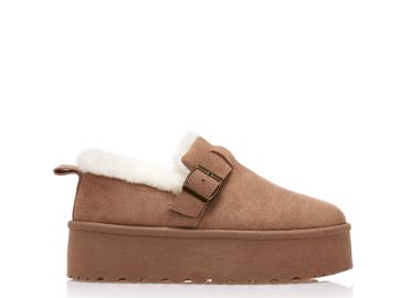 Μποτάκια πούρο σουέτ με γουνάκι και διακοσμητική αγκράφα ΠΟΥΡΟ - Tsoukalas - 