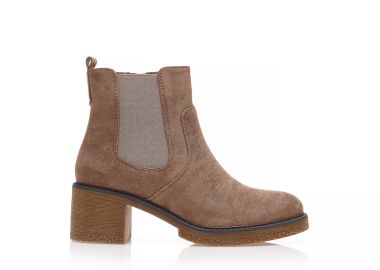 Μποτάκια πούρο σουέτ με λάστιχο και φερμουάρ ΠΟΥΡΟ - Tsoukalas - 