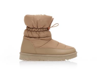 Μποτάκια πούρο υφασμάτινα και δερματίνη με εξωτερικές ραφές και λάστιχο ΠΟΥΡΟ - Tsoukalas - 