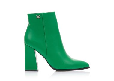 Μποτάκια πράσινα δερματίνη με φερμουάρ μυτερά ΠΡΑΣΙΝΟ - Tsoukalas - 