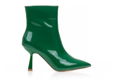 Μποτάκια πράσινα λουστρίνι με φερμουάρ μυτερά ΠΡΑΣΙΝΟ - Tsoukalas - 