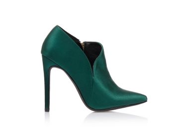 Μποτάκια πράσινα σατέν με άνοιγμα στο πλάι ΠΡΑΣΙΝΟ - Tsoukalas - 