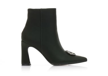 Μποτάκια πράσινα σατέν με διακοσμητική αγκράφα από στρας μυτερά ΠΡΑΣΙΝΟ - Tsoukalas - 