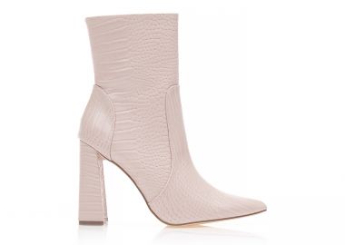 Μποτάκια ροζ δερματίνη animal print μυτερά ΡΟΖ - Tsoukalas - 