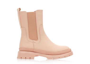 Μποτάκια ροζ δερματίνη με λάστιχο και φερμουάρ ΡΟΖ - Tsoukalas - 