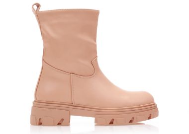 Μποτάκια ροζ δερματίνη με τρακτερωτή σόλα ΡΟΖ - Tsoukalas - 