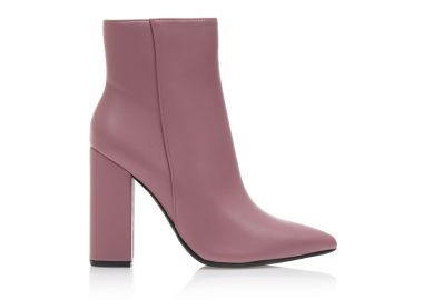 Μποτάκια ροζ δερματίνη μυτερά με φερμουάρ ΡΟΖ - Tsoukalas - 