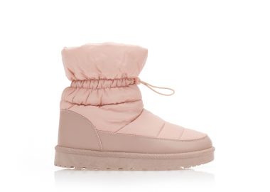 Μποτάκια ροζ υφασμάτινα και δερματίνη με εξωτερικές ραφές και λάστιχο ΡΟΖ - Tsoukalas - 