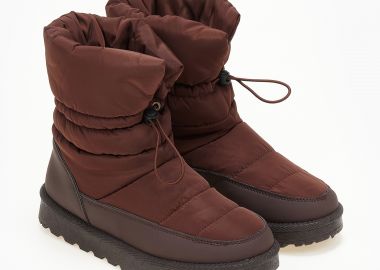 Μποτάκια σε στυλ apre σε συνδυασμό υλικών - Καφέ - Issue - 