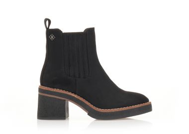 Μποτάκια σουέτ μαύρα με λάστιχο ΜΑΥΡΟ - Tsoukalas - 